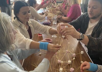 Building structures out of marshmallows and straws